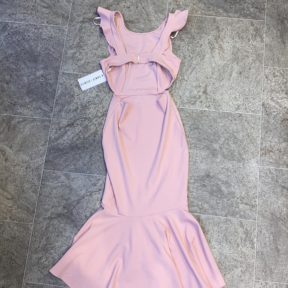 Saints + Secrets blush wide ruffle hem midi blush dress - Picture 6 of 6